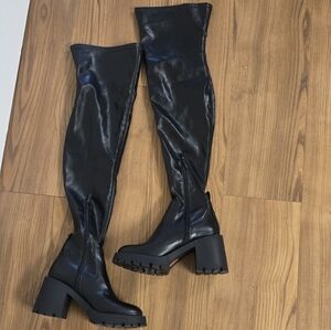 Zara Over The Knee Chunky Boots